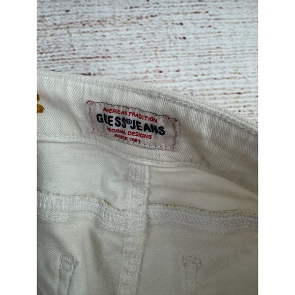 Guess 30th Anniversary Sunflower Print‎ Jeans Women's Size 30 White NEW - Picture 7 of 15